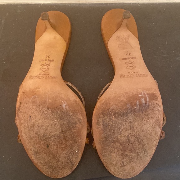 Jimmy Choo Brown Leather Studded Slide Sandal - Picture 3 of 4